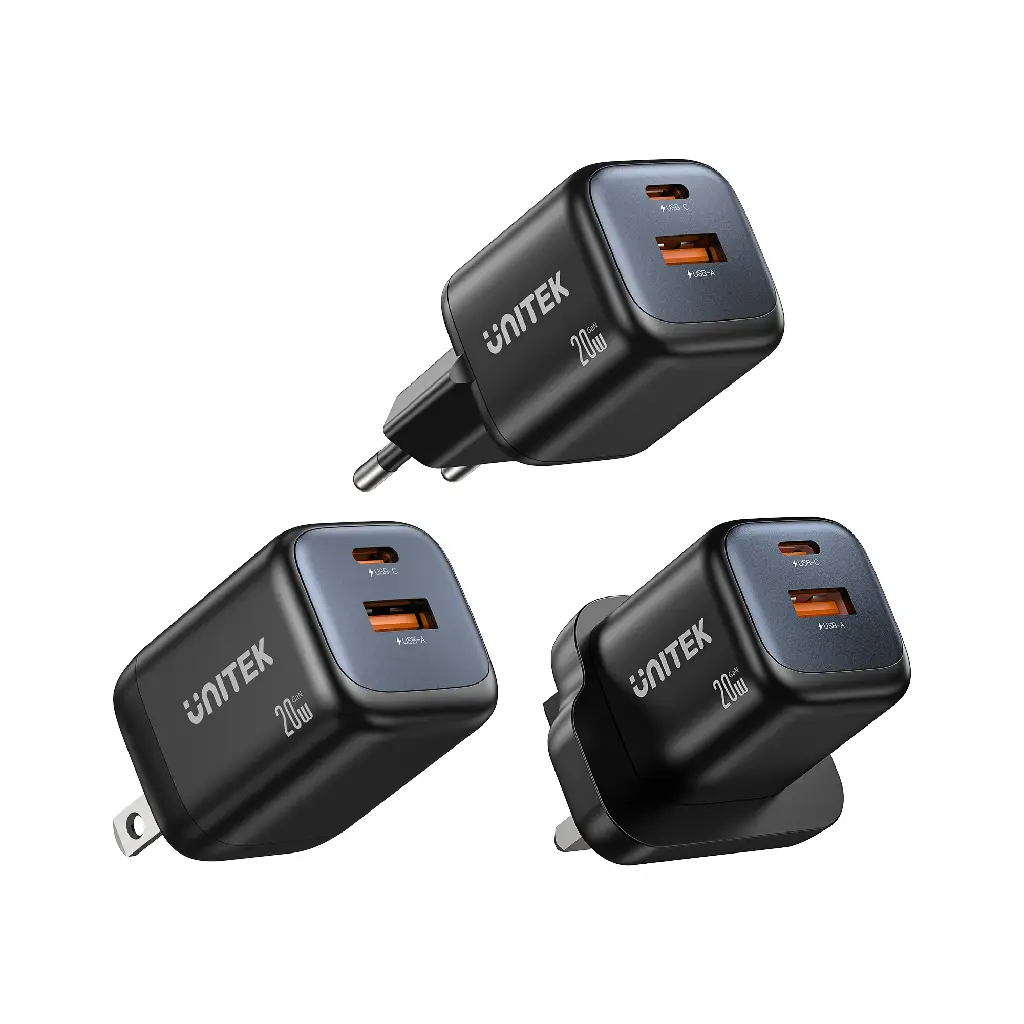 UNITEK_Zeno20WDual-PortGanWallCharger_product_side_v1.webp